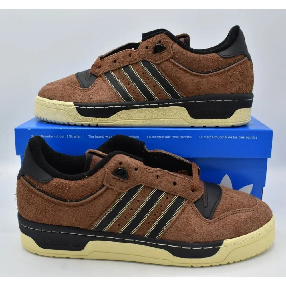 Adidas Originals Mens Size‎ 9.5 Rivalry 86 Low Brown Black Suede Sneakers Shoes